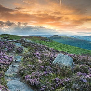 Path Along Bamford Edge at Sunset